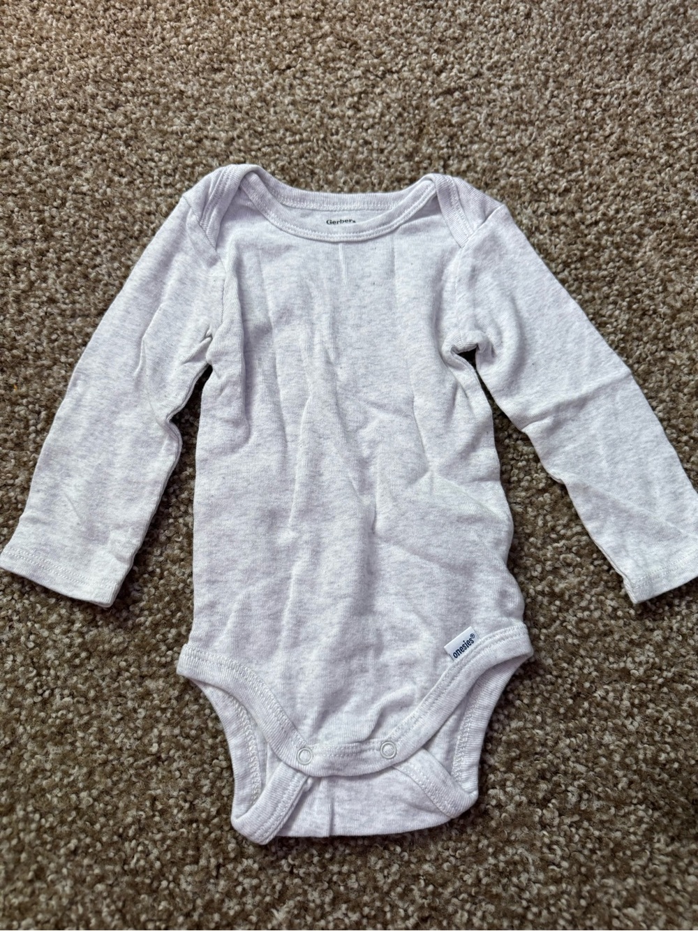 Gerber Long-Sleeve Light Gray Baby One-Piece